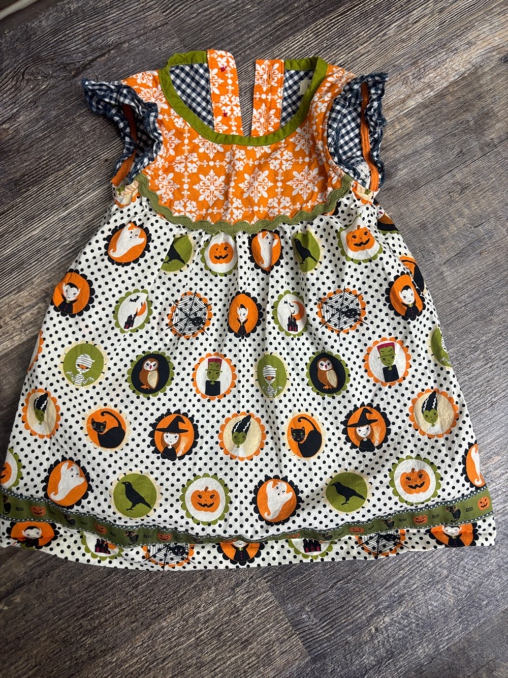 Matilda Jane Orange & Green Halloween Print Girls' Dress